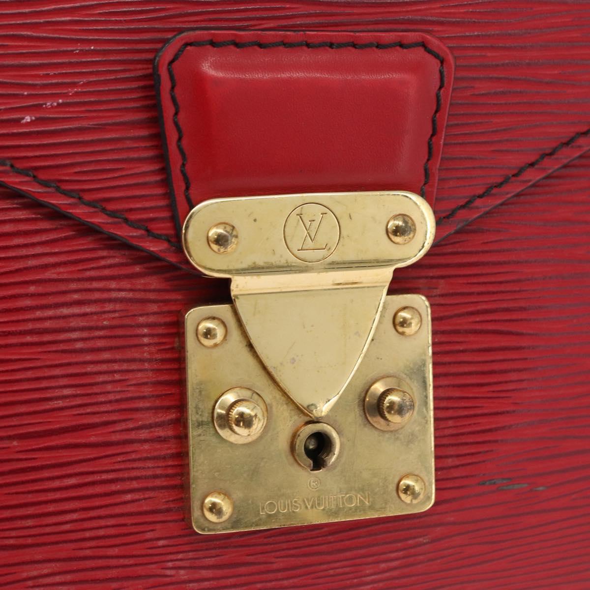 LOUIS VUITTON Epi Porte Documents Bandouliere Briefcase Red LV Auth BAZ082