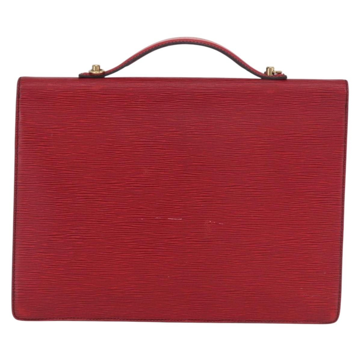 LOUIS VUITTON Epi Porte Documents Bandouliere Briefcase Red LV Auth BAZ082