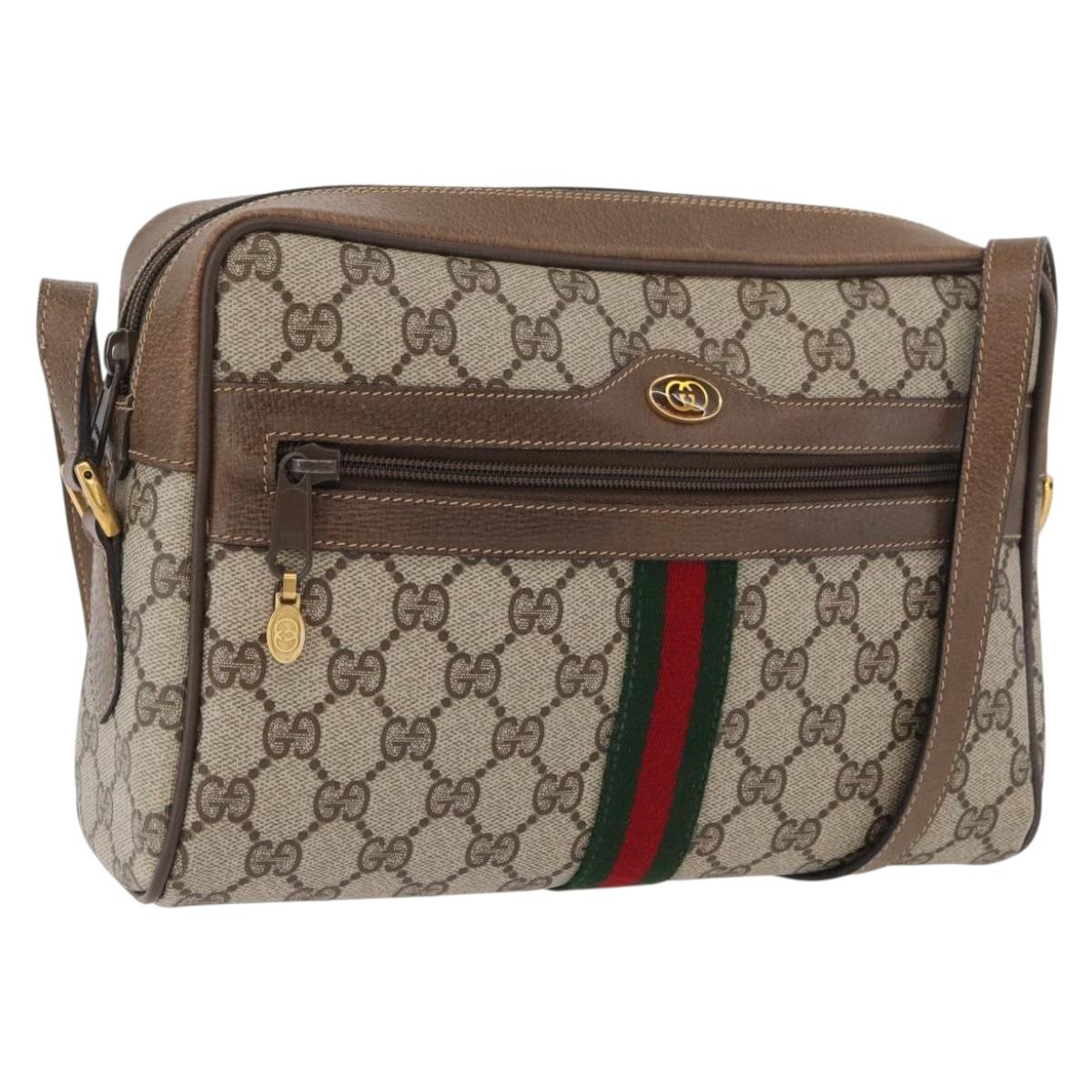 GUCCI GG Supreme Web Sherry Line Bag PVC Beige Gold 24 02 005 Auth BAZ088