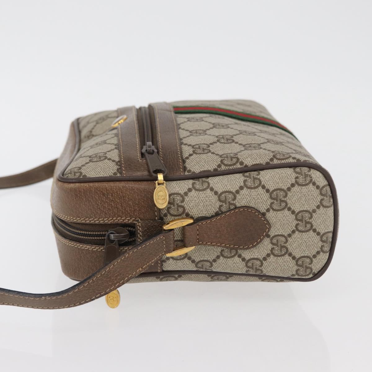 GUCCI GG Supreme Web Sherry Line Bag PVC Beige Gold 24 02 005 Auth BAZ088