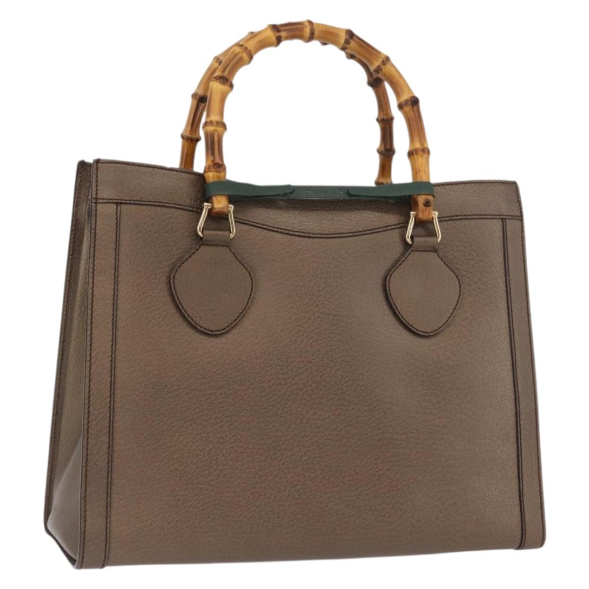 GUCCI Bamboo Hand Bag Leather Brown Gold 002 1998 0260 Auth BAZ098A