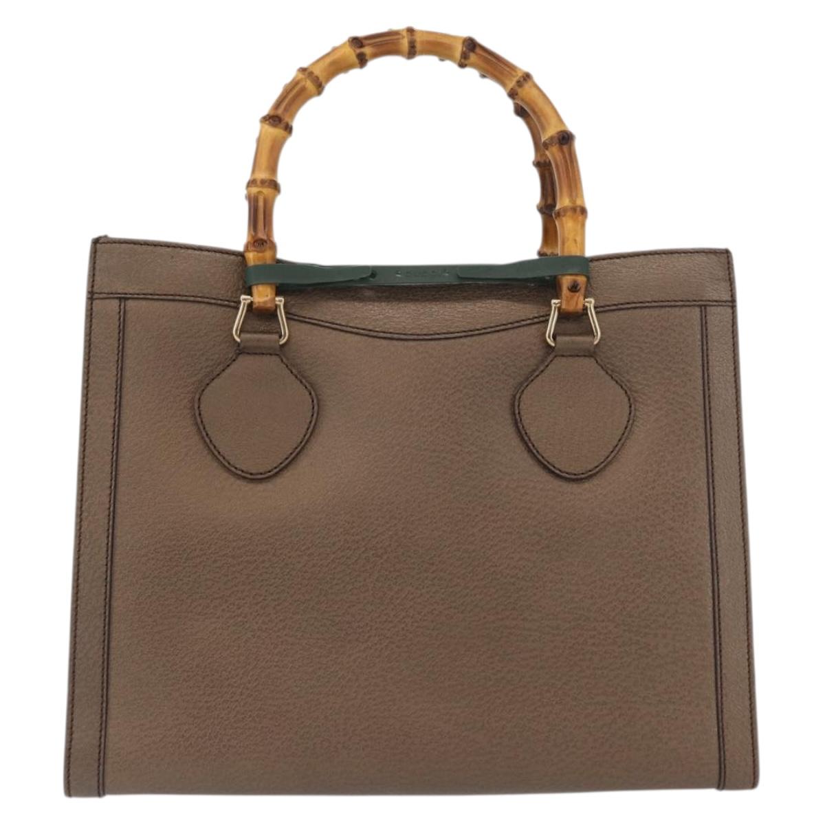 GUCCI Bamboo Hand Bag Leather Brown Gold 002 1998 0260 Auth BAZ098A