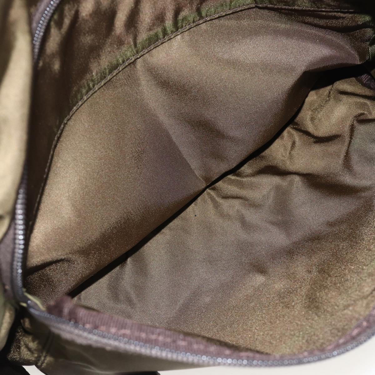 PRADA Shoulder Bag Nylon Khaki Silver Auth BAZ105A