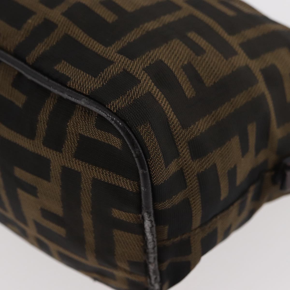 FENDI Zucca Canvas Hand Bag Brown Black Auth BAZ109