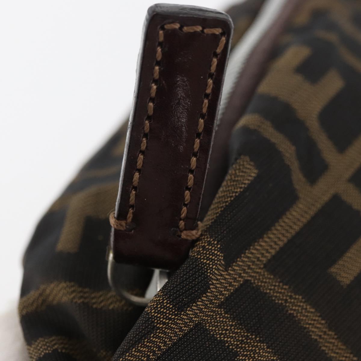 FENDI Zucca Canvas Hand Bag Brown Black Auth BAZ109