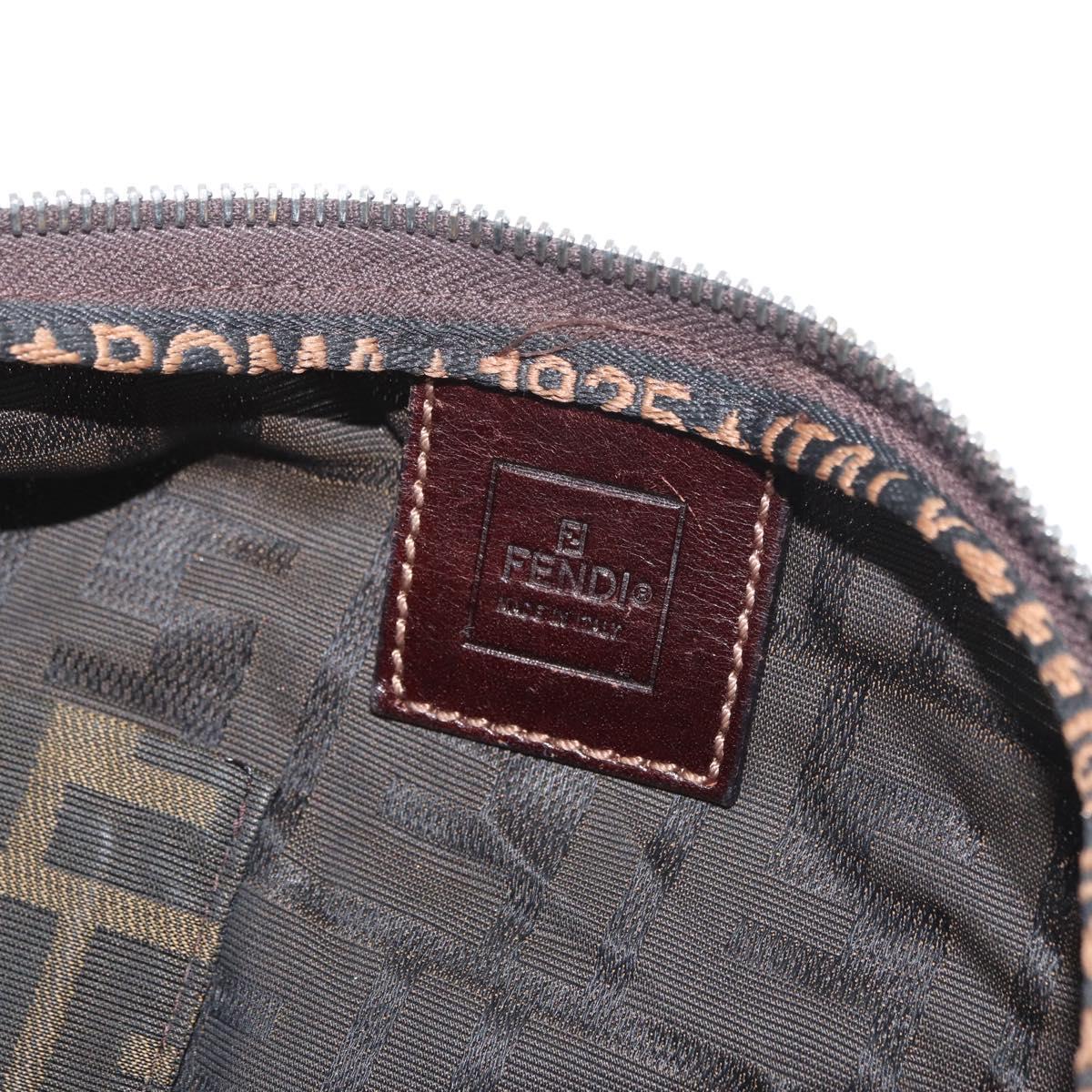 FENDI Zucca Canvas Hand Bag Brown Black Auth BAZ109