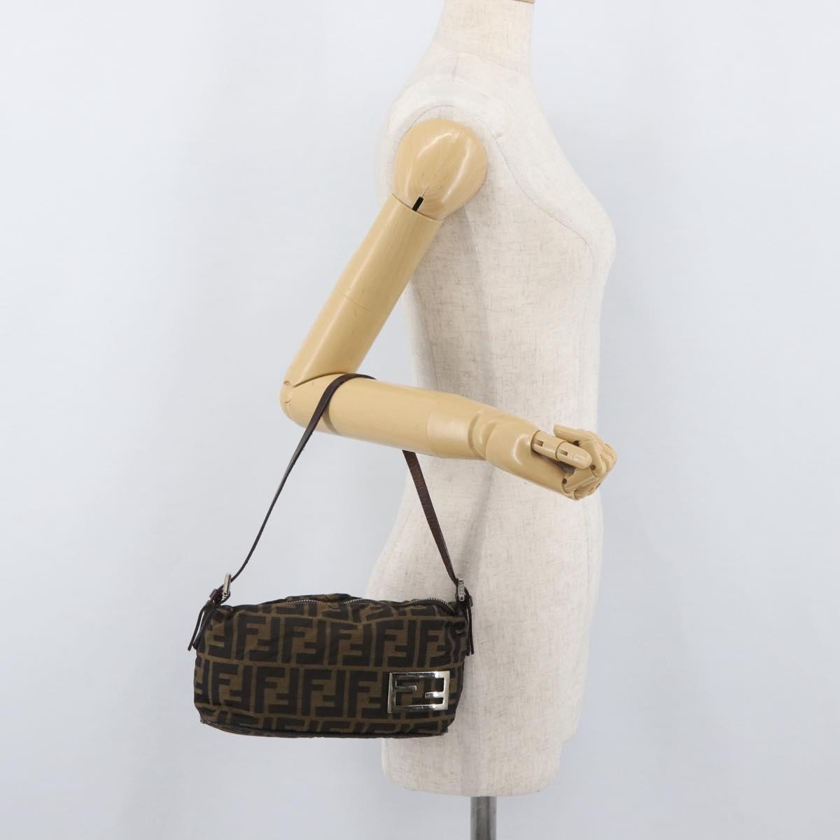 FENDI Zucca Canvas Hand Bag Brown Black Auth BAZ109
