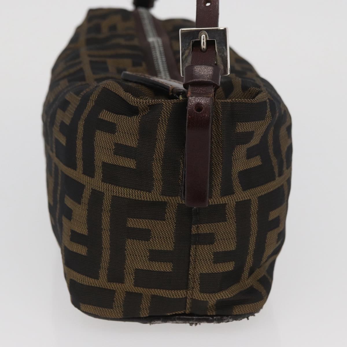 FENDI Zucca Canvas Hand Bag Brown Black Auth BAZ109