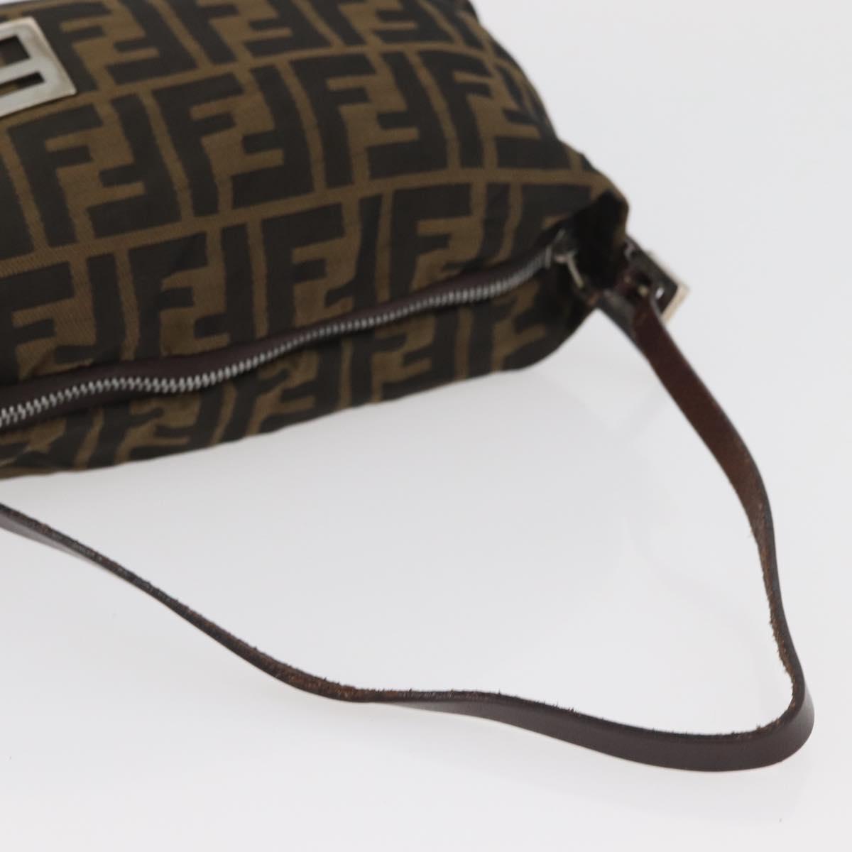 FENDI Zucca Canvas Hand Bag Brown Black Auth BAZ109