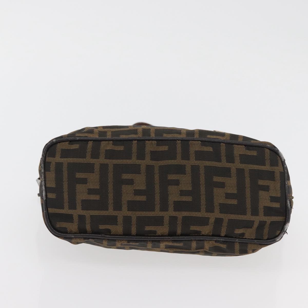 FENDI Zucca Canvas Hand Bag Brown Black Auth BAZ109