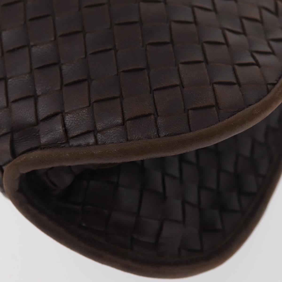 BOTTEGA VENETA INTRECCIATO Hand Bag Leather Brown Gold Auth BAZ111A