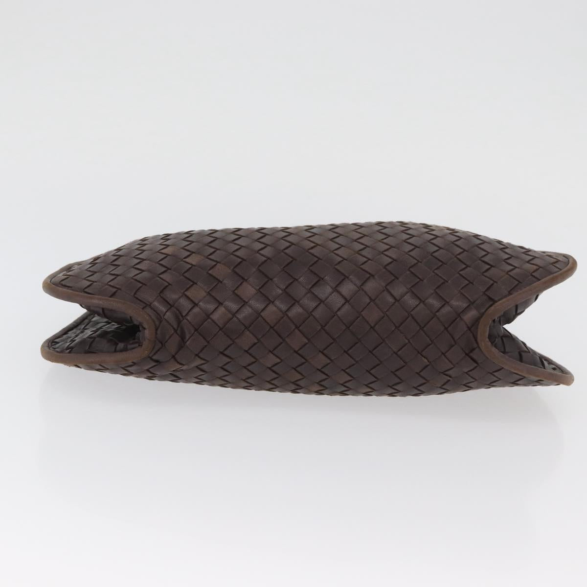 BOTTEGA VENETA INTRECCIATO Hand Bag Leather Brown Gold Auth BAZ111A
