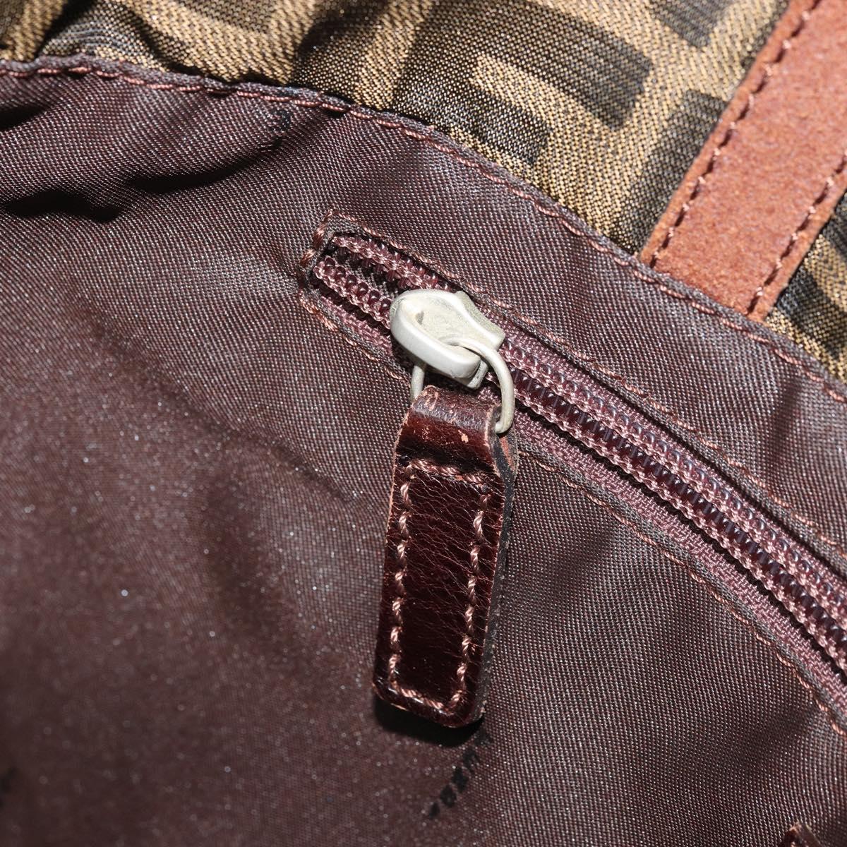 FENDI Zucca Canvas Tote Bag Black Brown Auth BAZ112