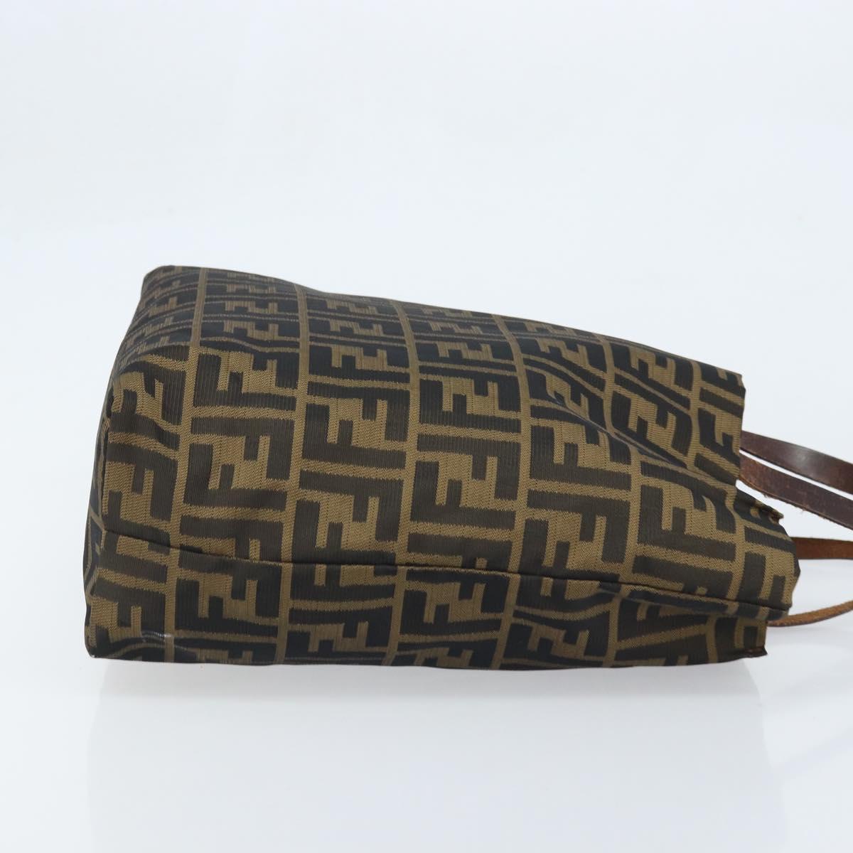 FENDI Zucca Canvas Tote Bag Black Brown Auth BAZ112