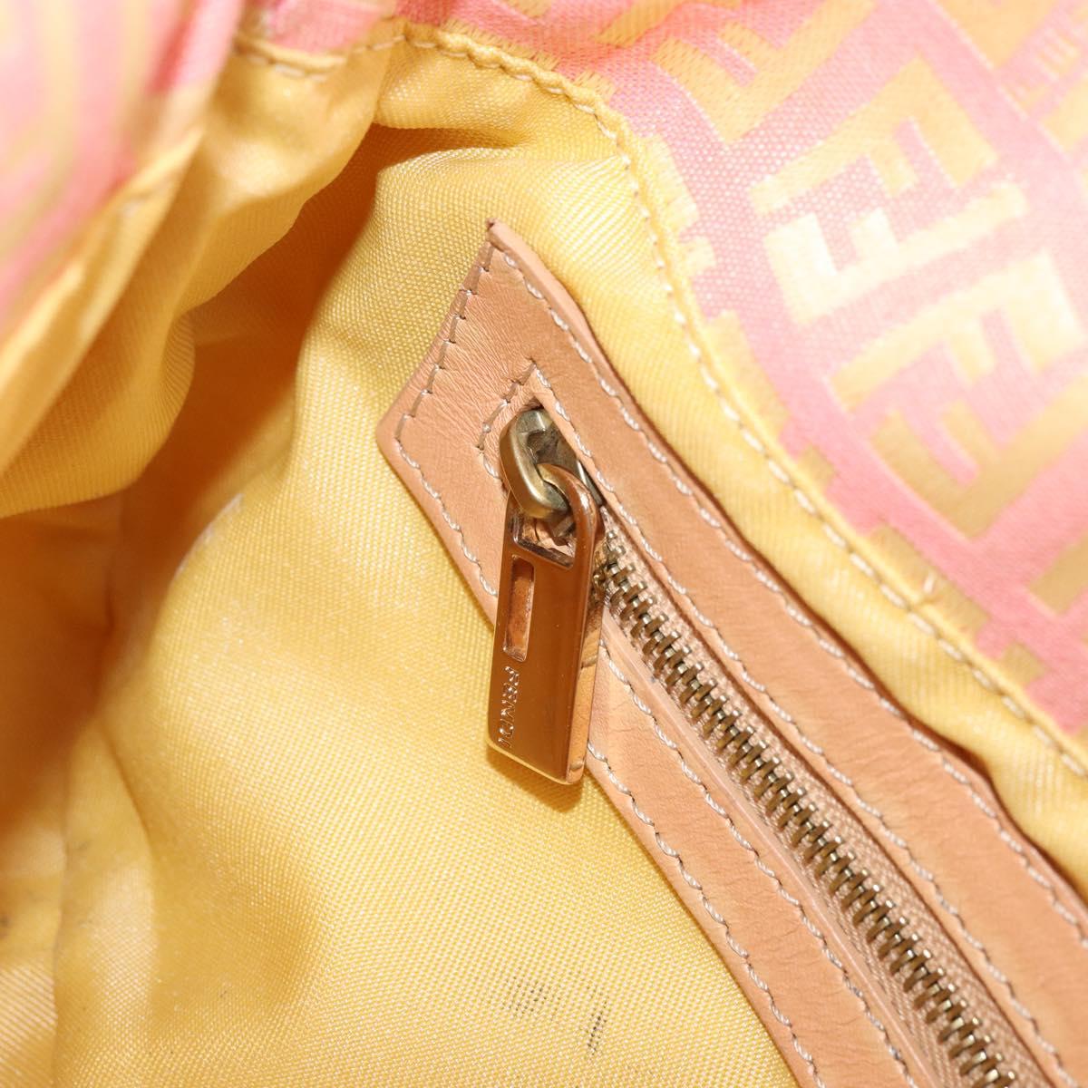 FENDI Zucchino Canvas Mamma Baguette Hand Bag Pink Gold Auth BAZ114SAV