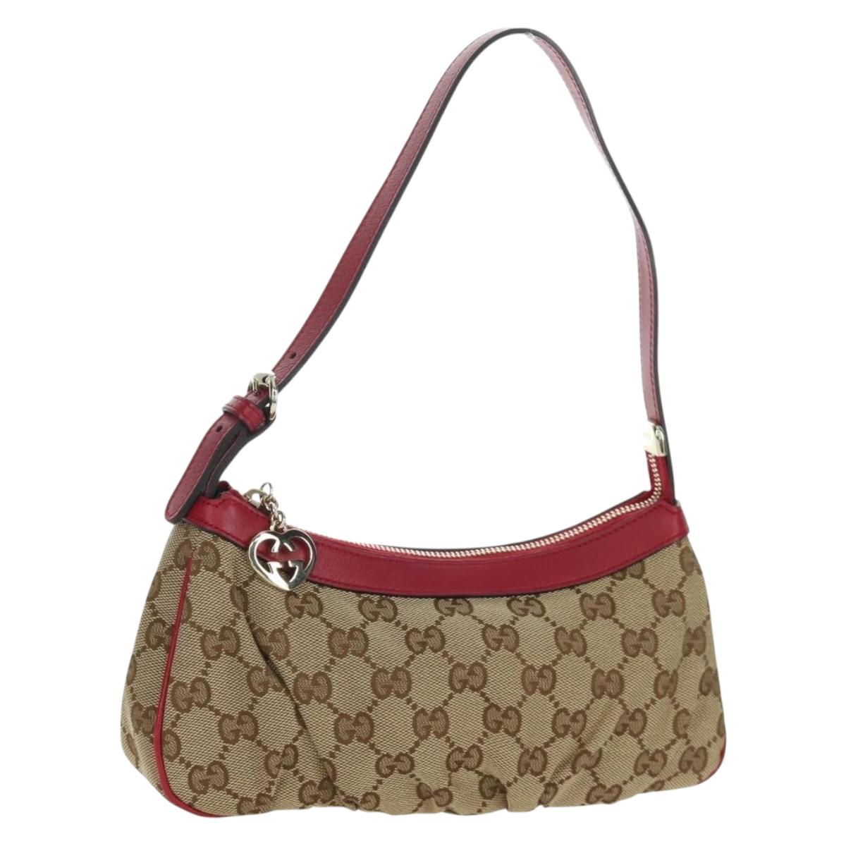 GUCCI GG Canvas Accessory Pouch Beige Gold 245938 Auth BAZ115M