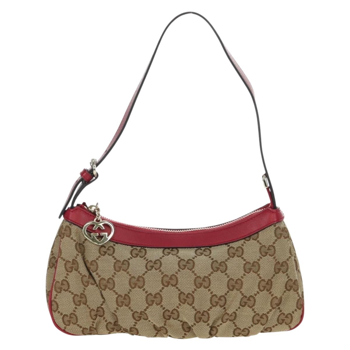 GUCCI GG Canvas Accessory Pouch Beige Gold 245938 Auth BAZ115M