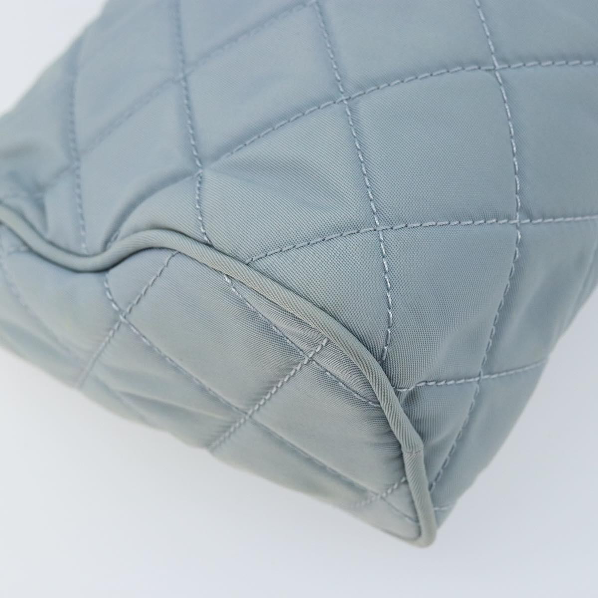 PRADA Pouch Nylon Light Blue Silver Auth BAZ116A