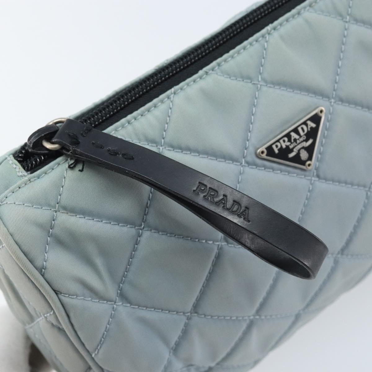 PRADA Pouch Nylon Light Blue Silver Auth BAZ116A