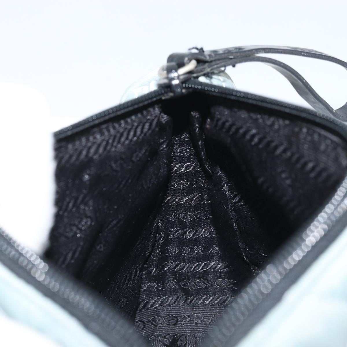 PRADA Pouch Nylon Light Blue Silver Auth BAZ116A