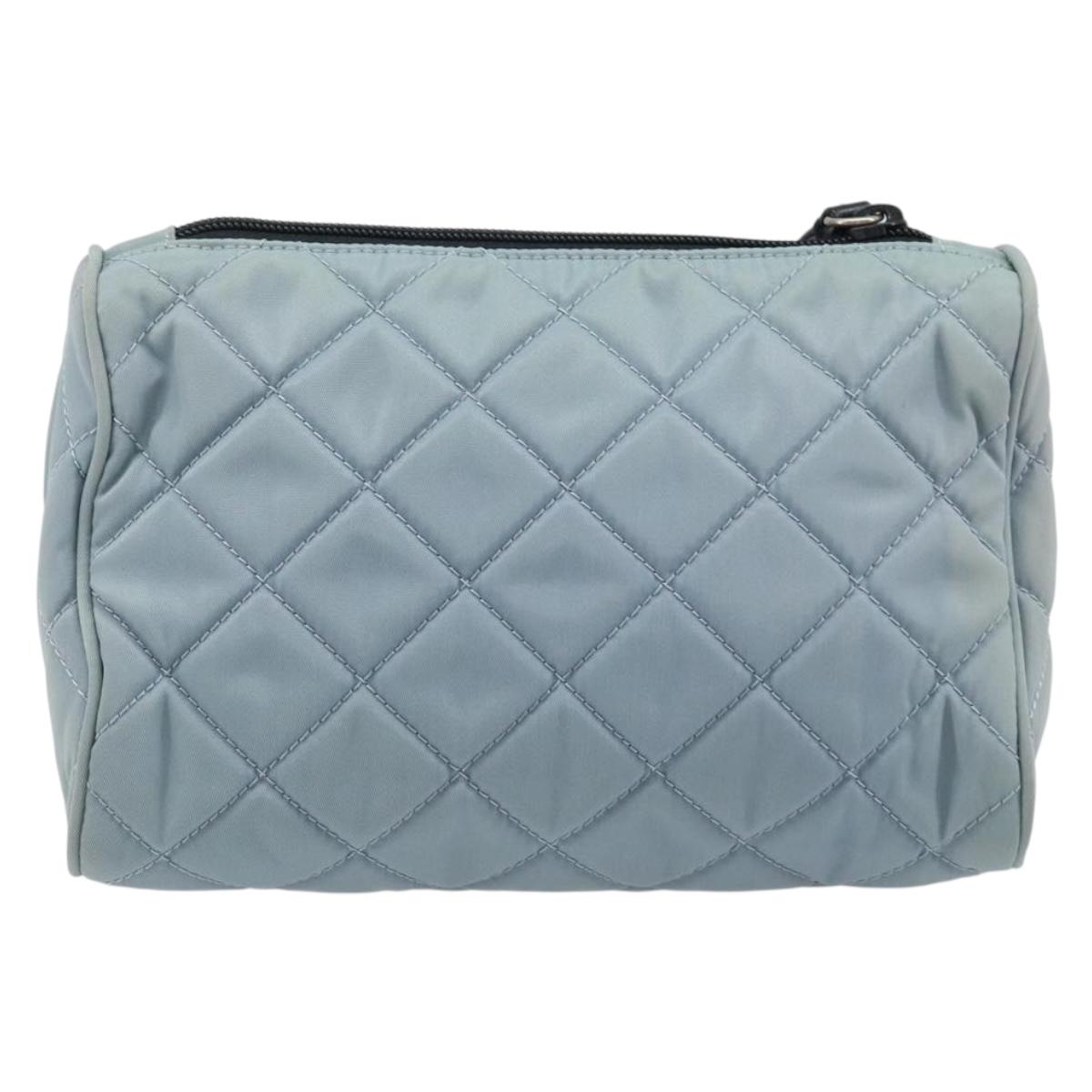 PRADA Pouch Nylon Light Blue Silver Auth BAZ116A
