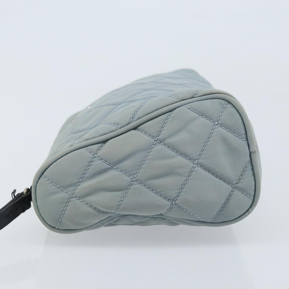 PRADA Pouch Nylon Light Blue Silver Auth BAZ116A