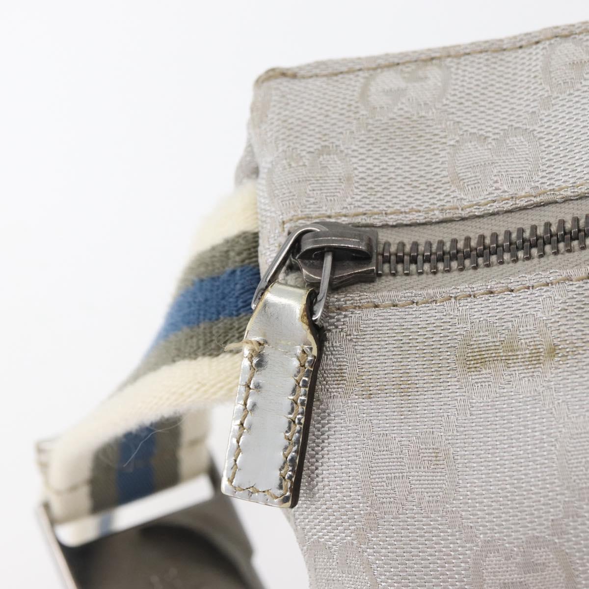 GUCCI GG Canvas Sherry Line Waist Bag Silver 28566 Auth BAZ127