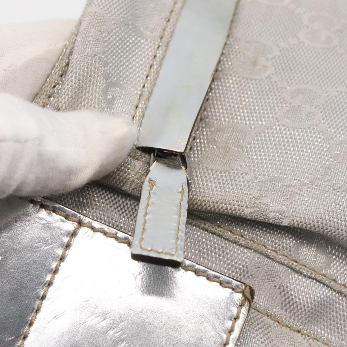 GUCCI GG Canvas Sherry Line Waist Bag Silver 28566 Auth BAZ127