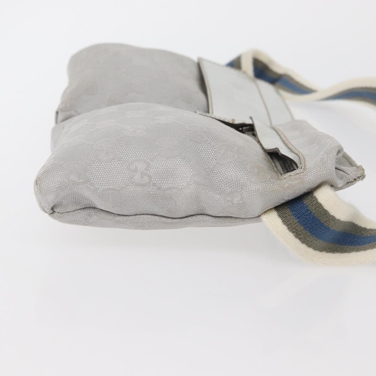 GUCCI GG Canvas Sherry Line Waist Bag Silver 28566 Auth BAZ127