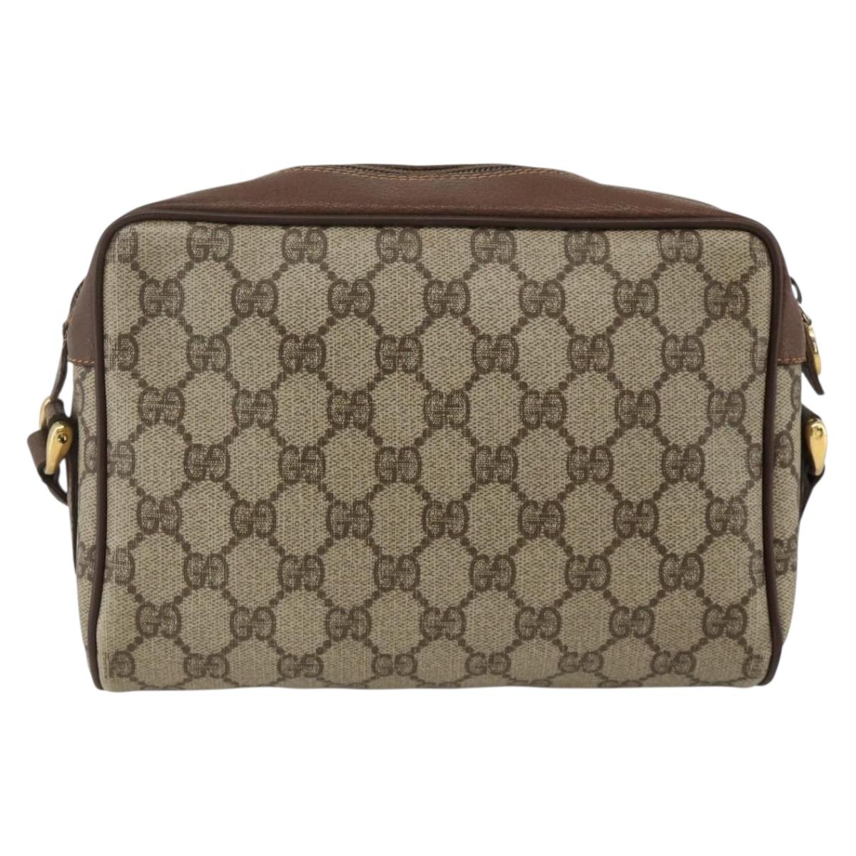 GUCCI GG Supreme Web Sherry Line Bag PVC Beige Gold 001 115 6655 Auth BAZ128