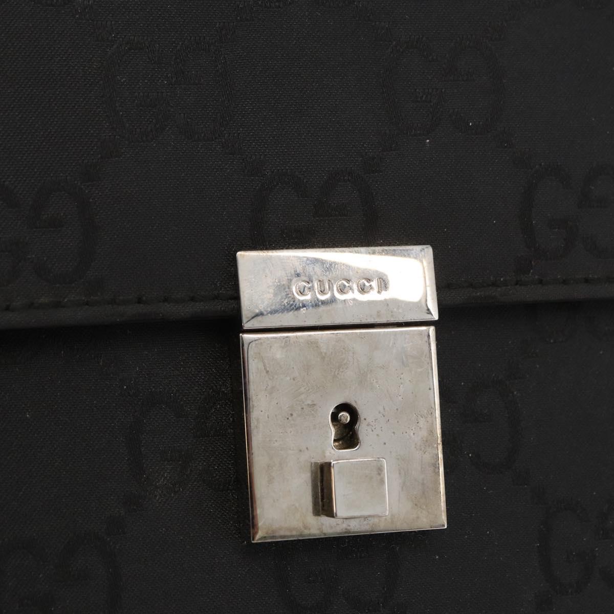 GUCCI GG Canvas Business Bag Nylon Black Silver 015 0235 Auth BAZ135A