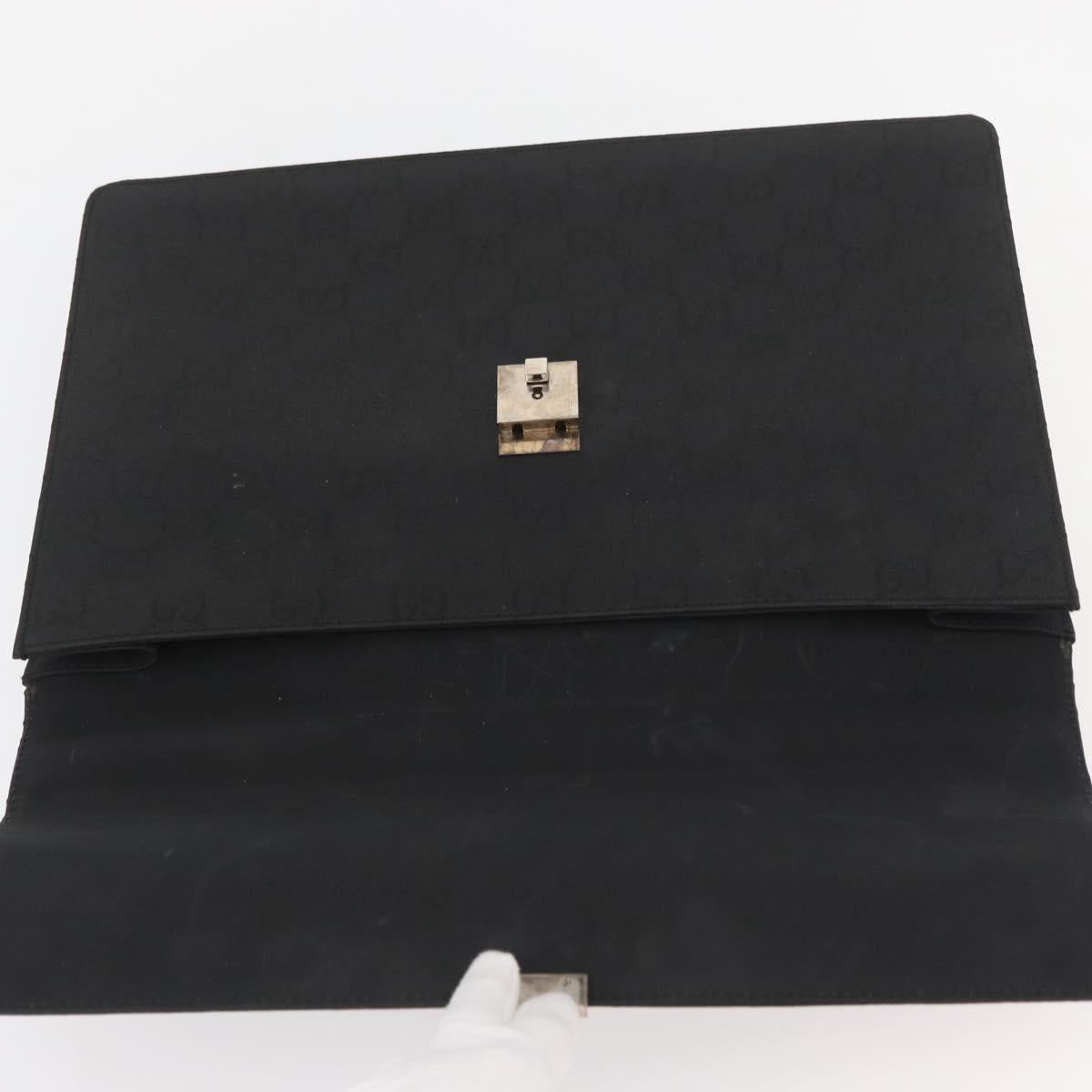 GUCCI GG Canvas Business Bag Nylon Black Silver 015 0235 Auth BAZ135A