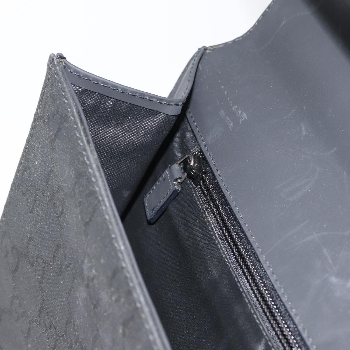 GUCCI GG Canvas Business Bag Nylon Black Silver 015 0235 Auth BAZ135A