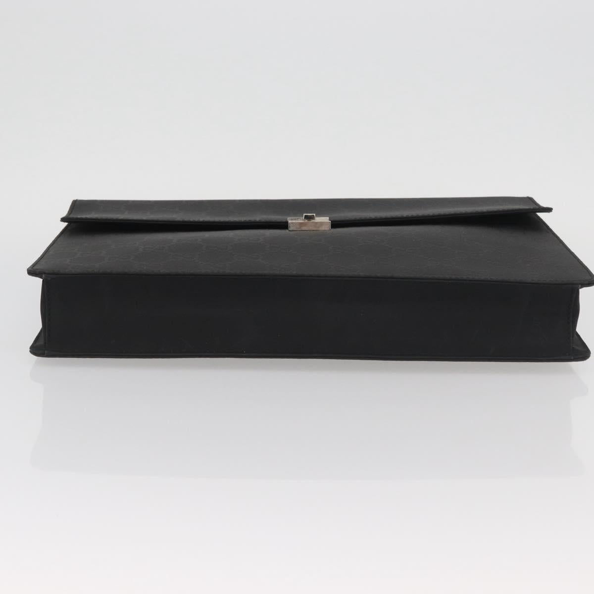 GUCCI GG Canvas Business Bag Nylon Black Silver 015 0235 Auth BAZ135A