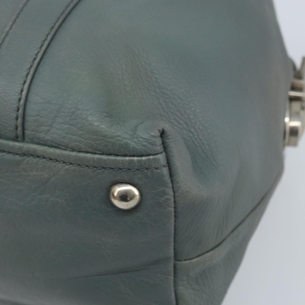 PRADA Hand Bag Leather Gray Silver Auth BAZ140A
