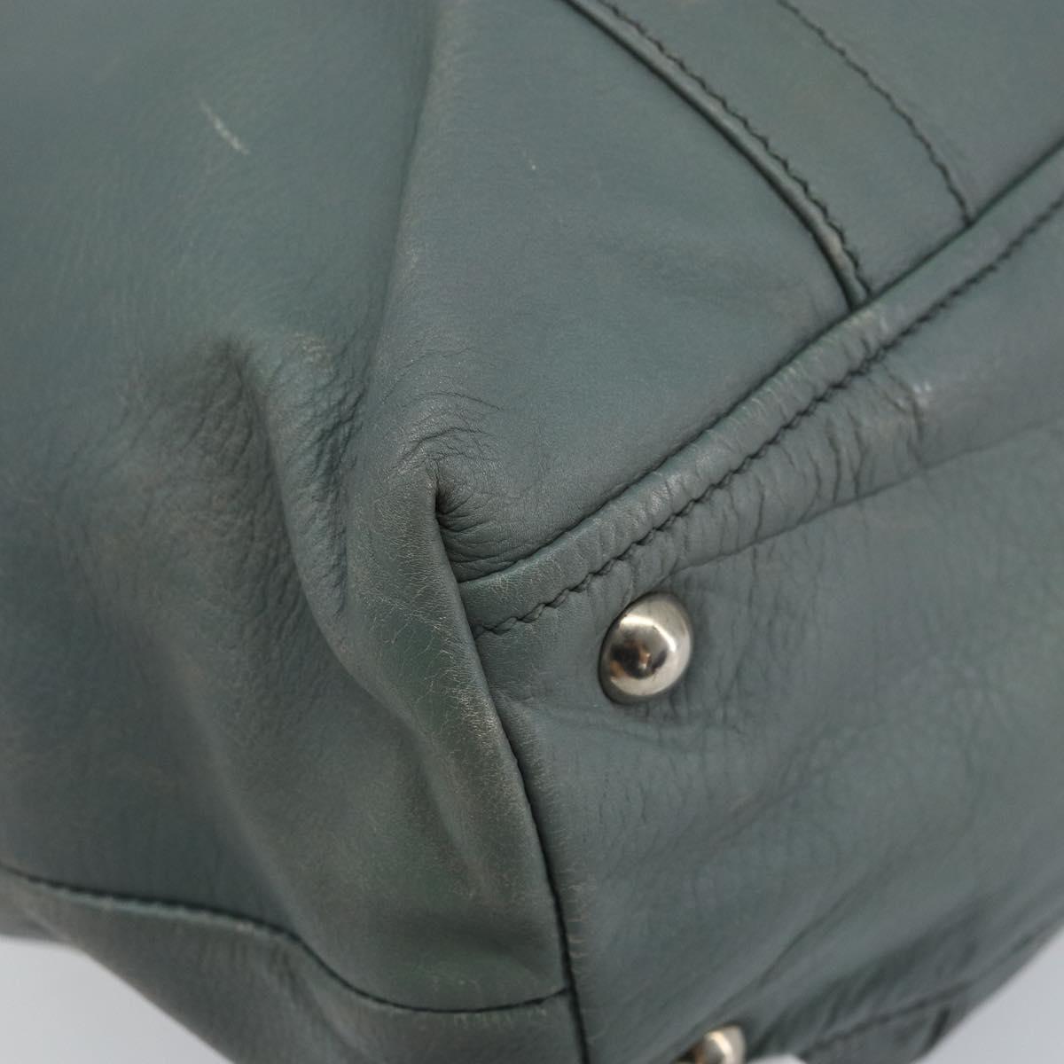 PRADA Hand Bag Leather Gray Silver Auth BAZ140A