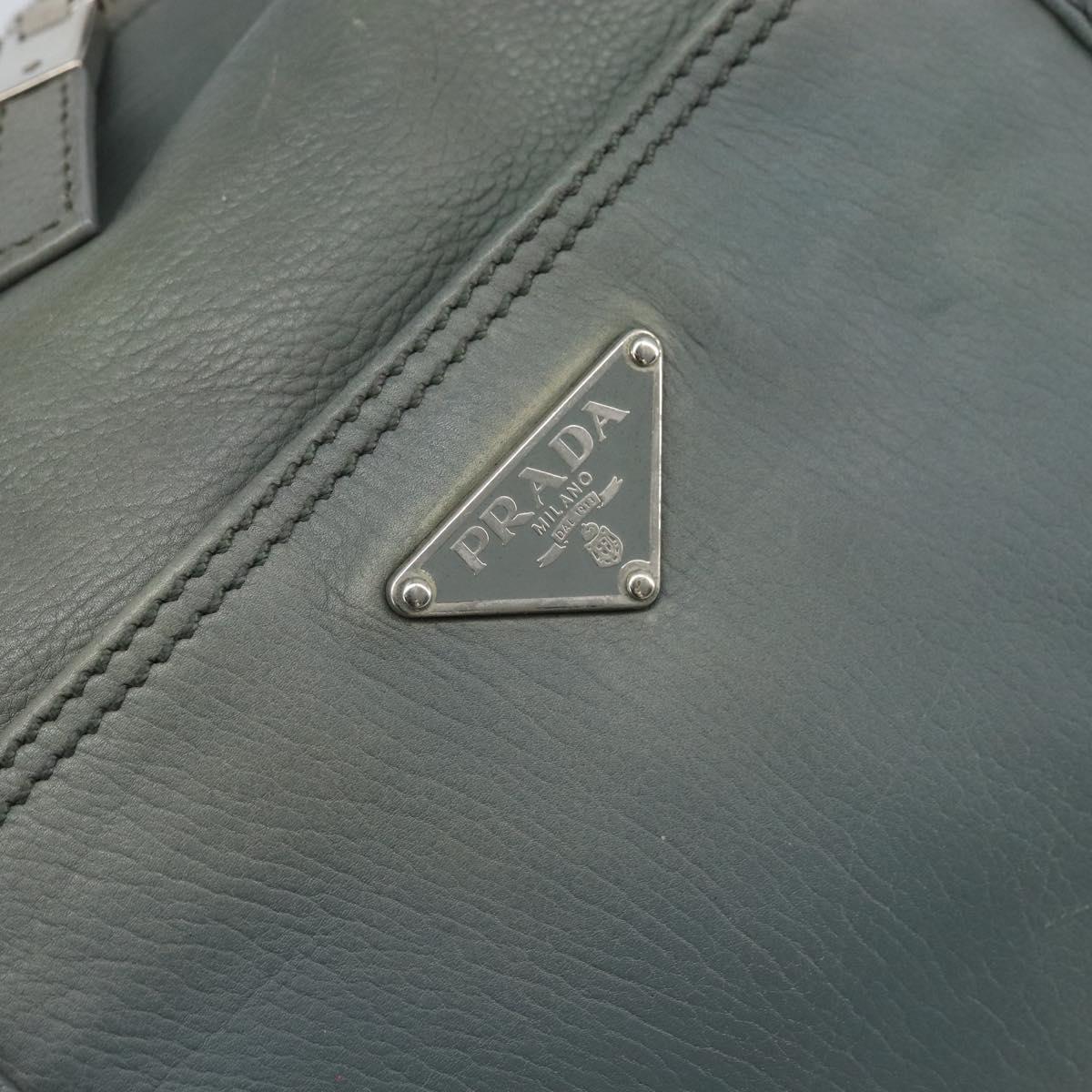 PRADA Hand Bag Leather Gray Silver Auth BAZ140A