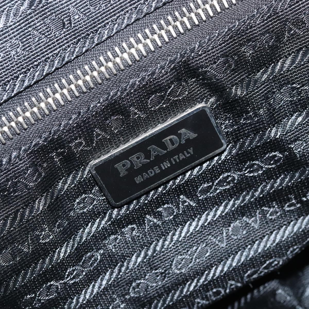 PRADA Hand Bag Leather Gray Silver Auth BAZ140A