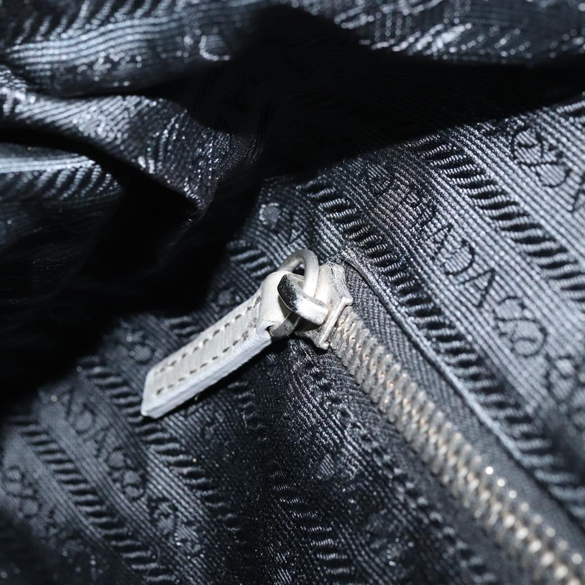 PRADA Hand Bag Leather Gray Silver Auth BAZ140A