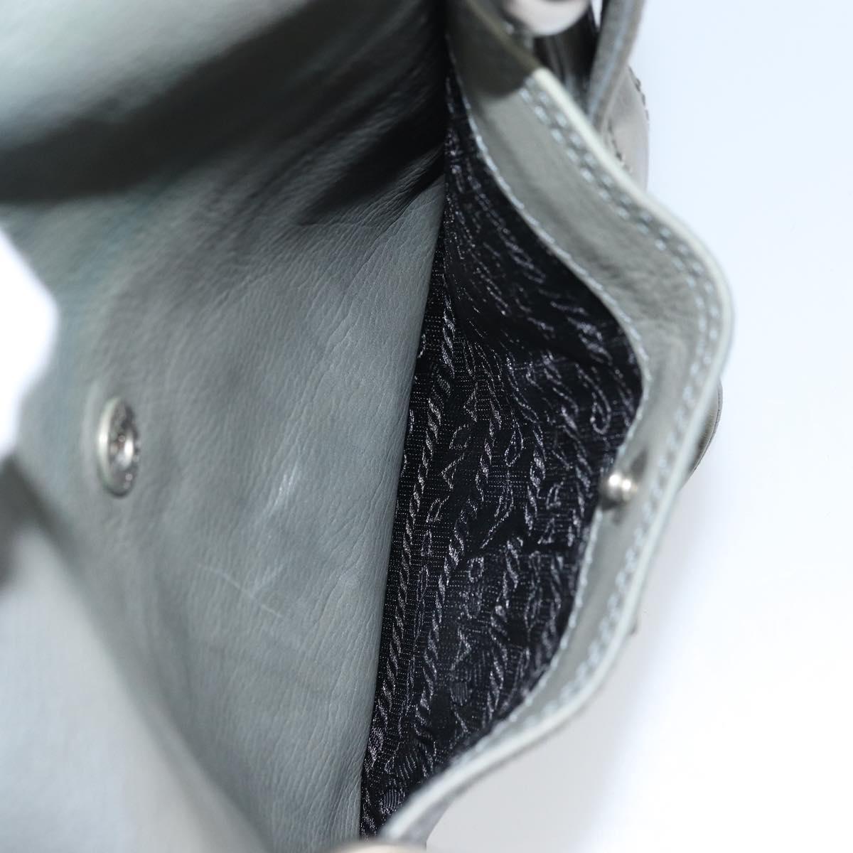 PRADA Hand Bag Leather Gray Silver Auth BAZ140A