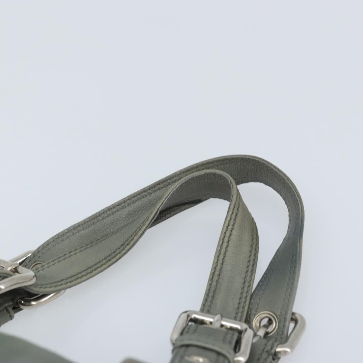 PRADA Hand Bag Leather Gray Silver Auth BAZ140A