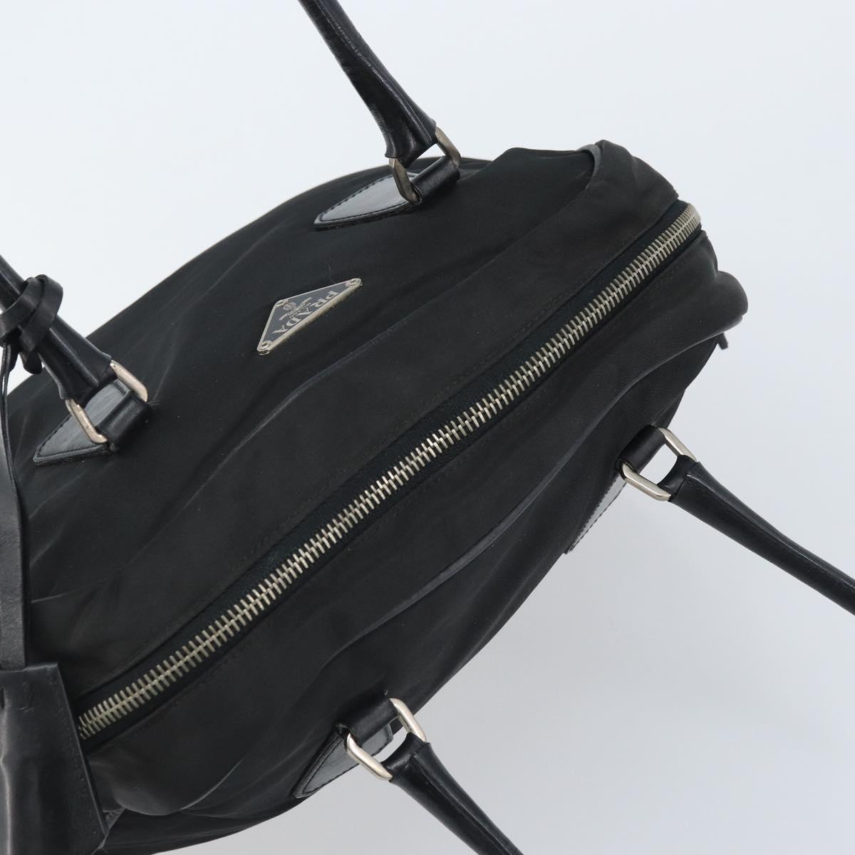 PRADA Hand Bag Nylon Black Silver Auth BAZ141A