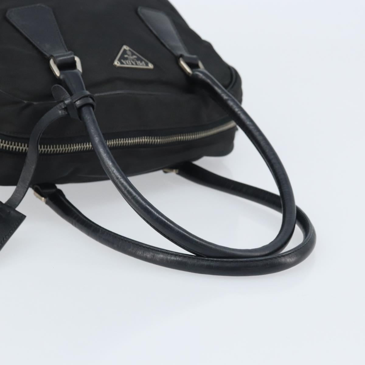 PRADA Hand Bag Nylon Black Silver Auth BAZ141A