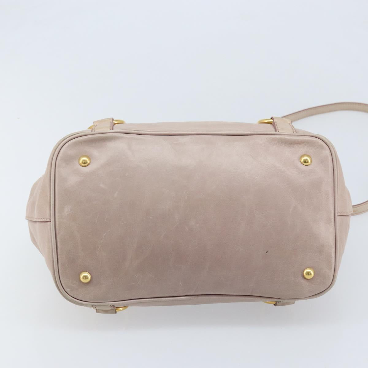 Miu Miu Hand Bag Leather 2way Pink Gold Auth BAZ142M