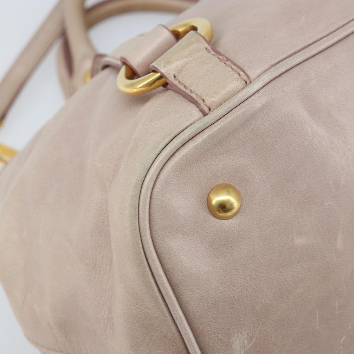 Miu Miu Hand Bag Leather 2way Pink Gold Auth BAZ142M