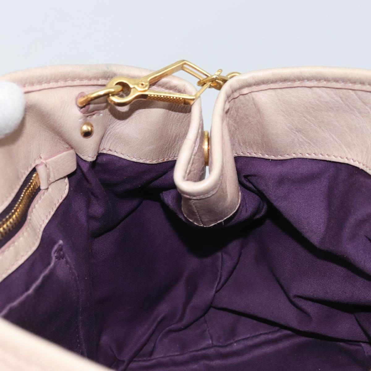 Miu Miu Hand Bag Leather 2way Pink Gold Auth BAZ142M