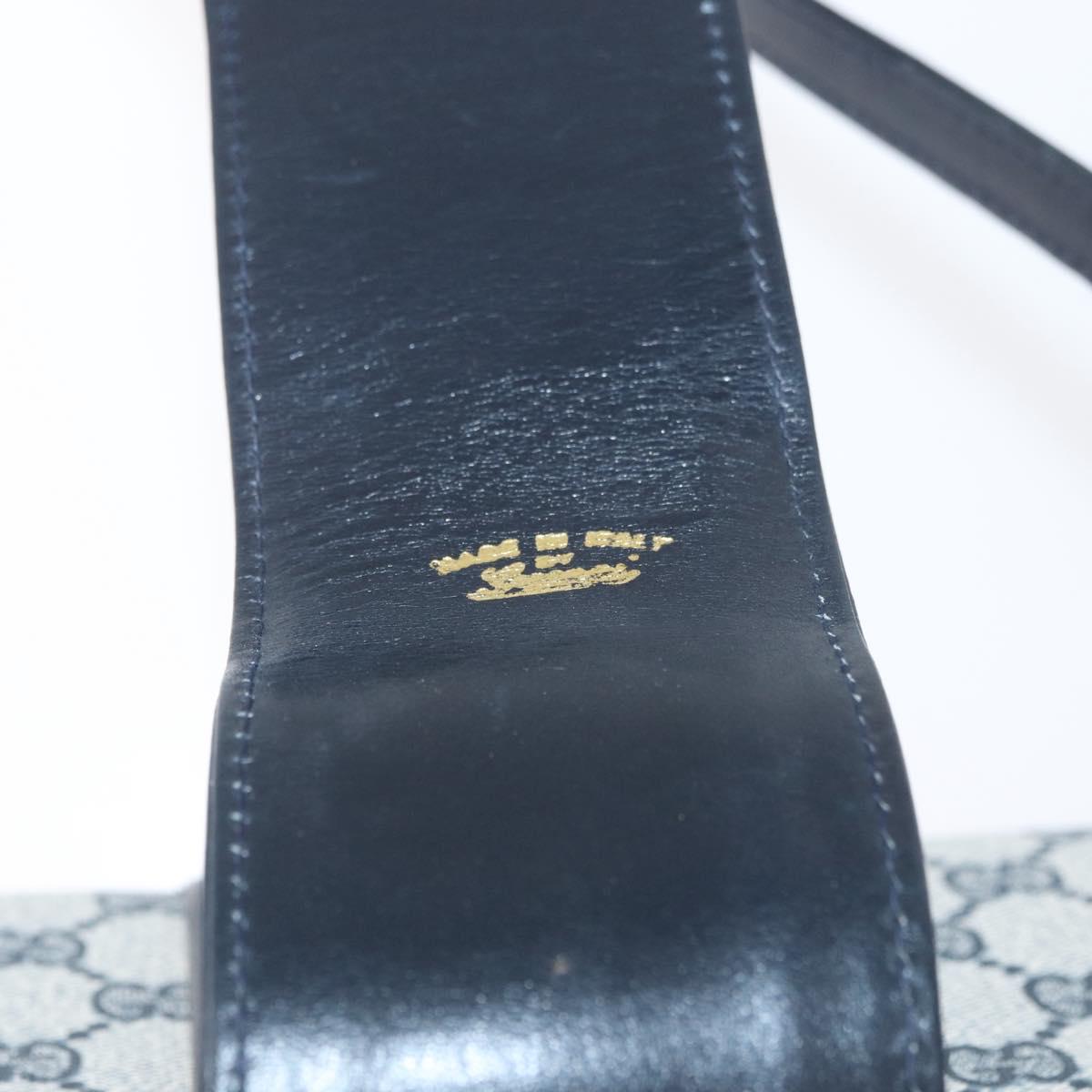 GUCCI GG Supreme Sherry Line Shoulder Bag PVC Navy Gold Auth BAZ144A