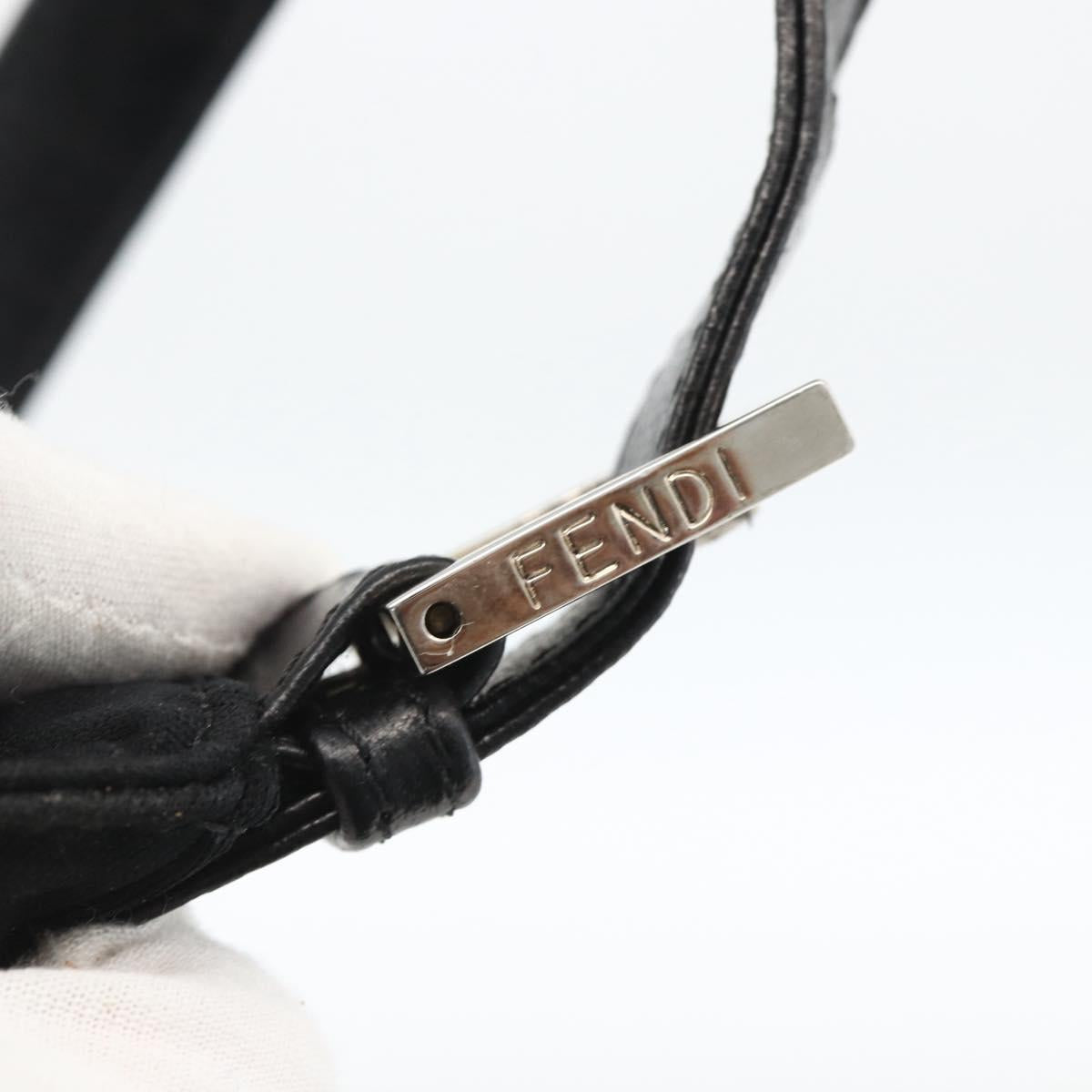 FENDI Mamma Baguette Shoulder Bag Nylon Black Silver Auth BAZ148