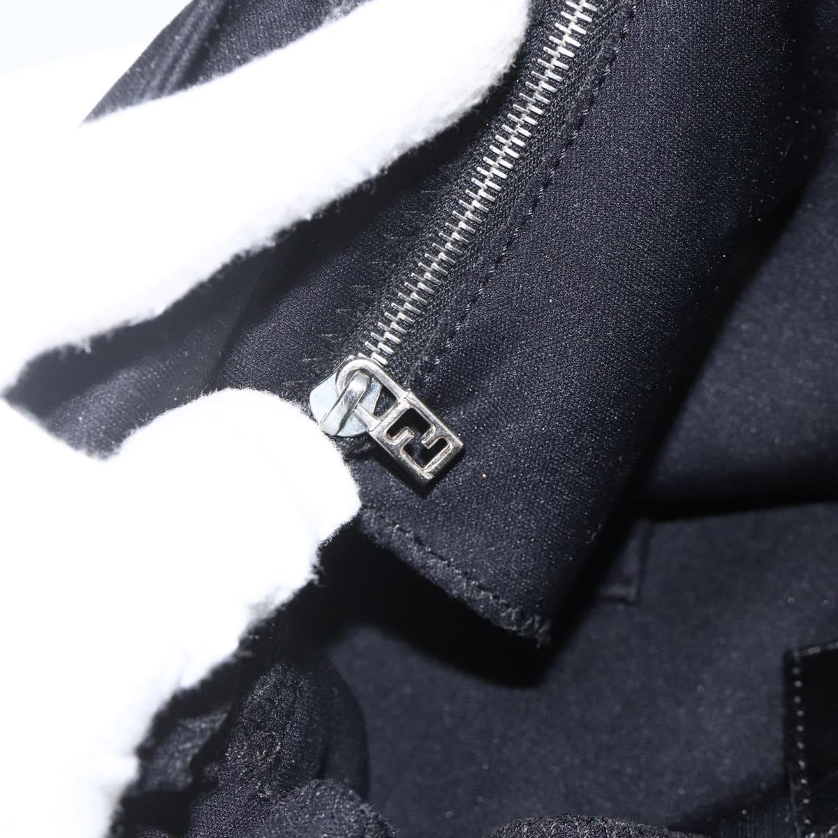 FENDI Mamma Baguette Shoulder Bag Nylon Black Silver Auth BAZ148