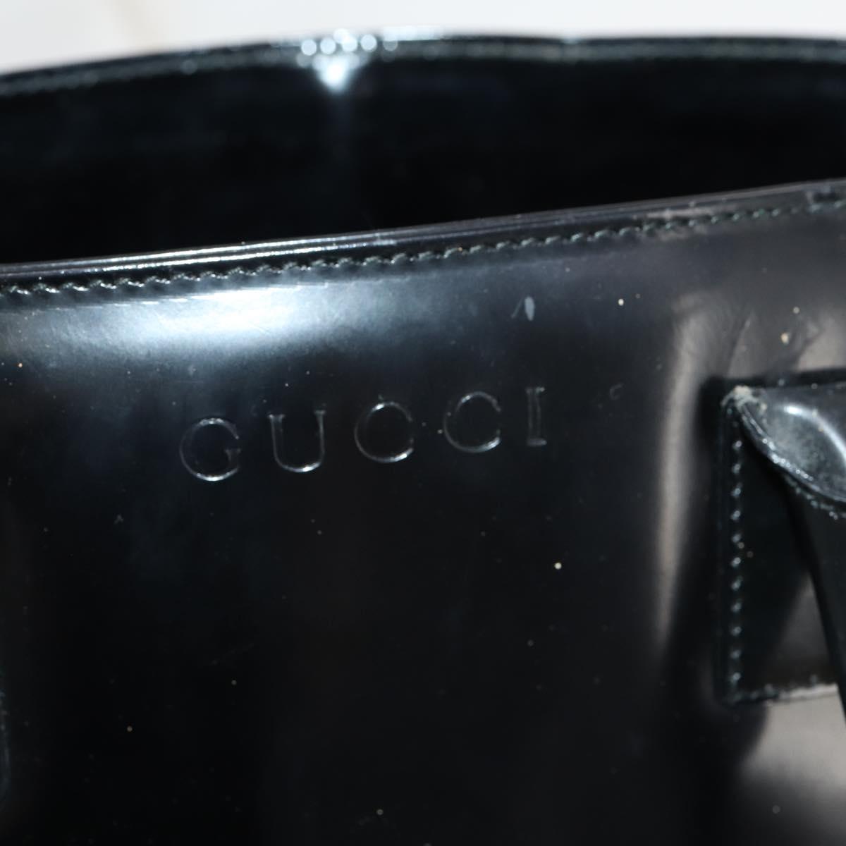 GUCCI Tote Bag Patent leather Black Gold 002 1046 0407 Auth BAZ151